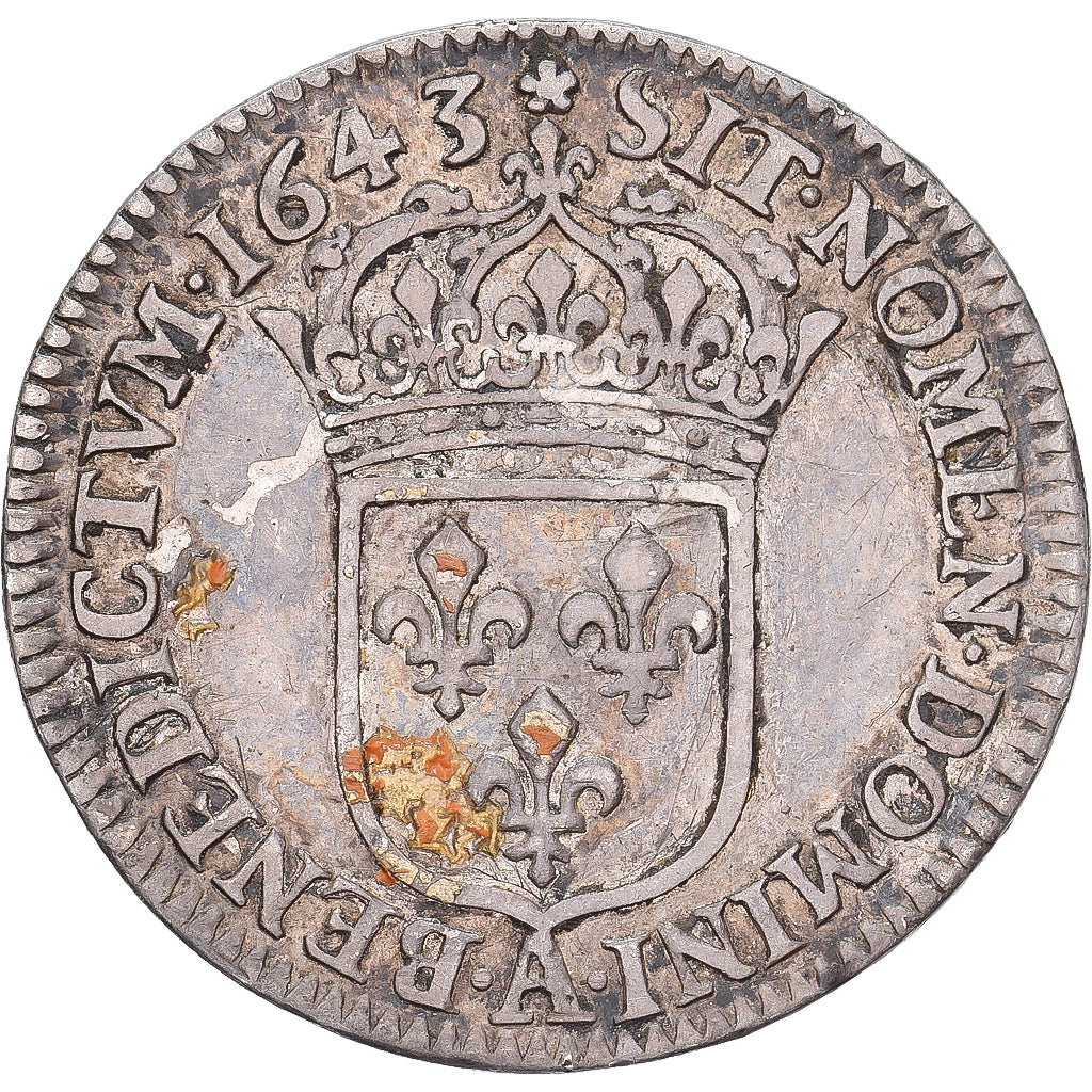 França, Louis XIII, 1/12 Ecu, 2ème poinçon de Warin, 1643, Paris, Prata