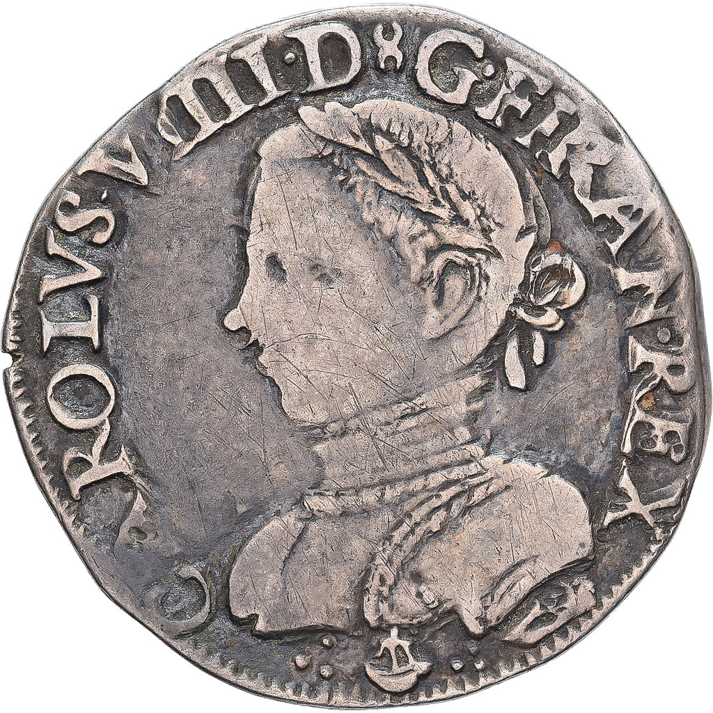 Frankrijk, Charles IX, Teston aux 2 C couronnés, 1566, Bordeaux, Zilver, FR+