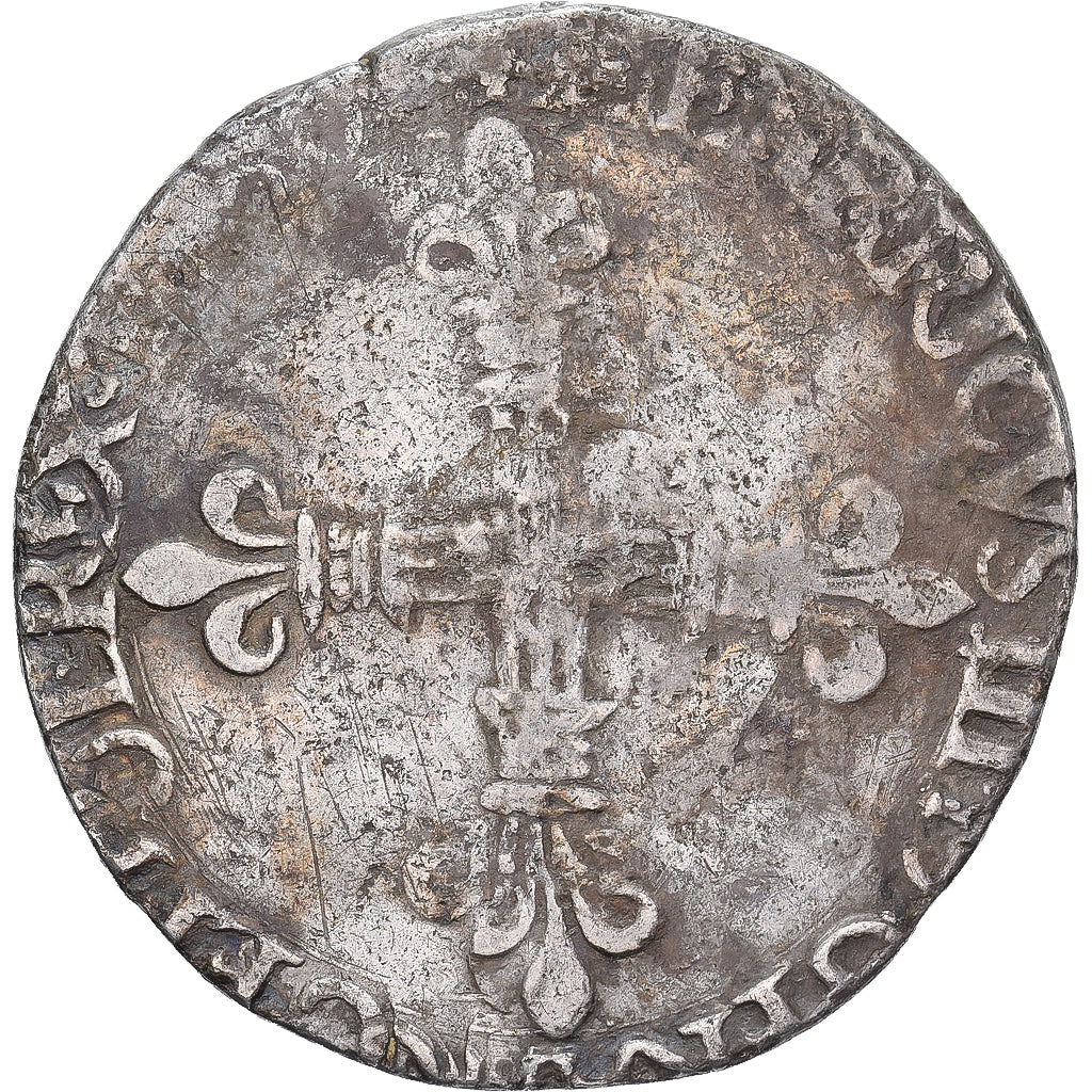 Francia, Henri III, 1/4 d'écu à la croix de face, 1578-1590, La Rochelle