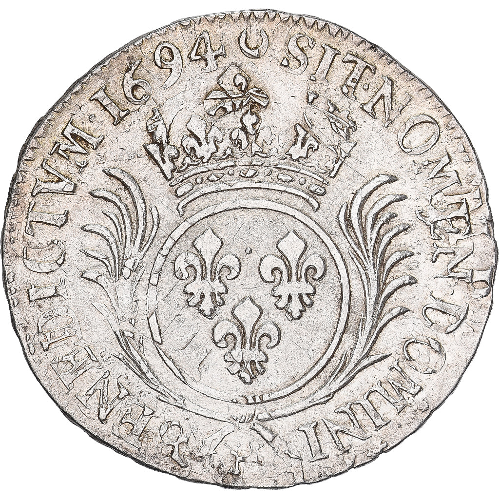 Francia, Louis XIV, 1/2 Ecu aux palmes, 1694, La Rochelle, reformed, Argento