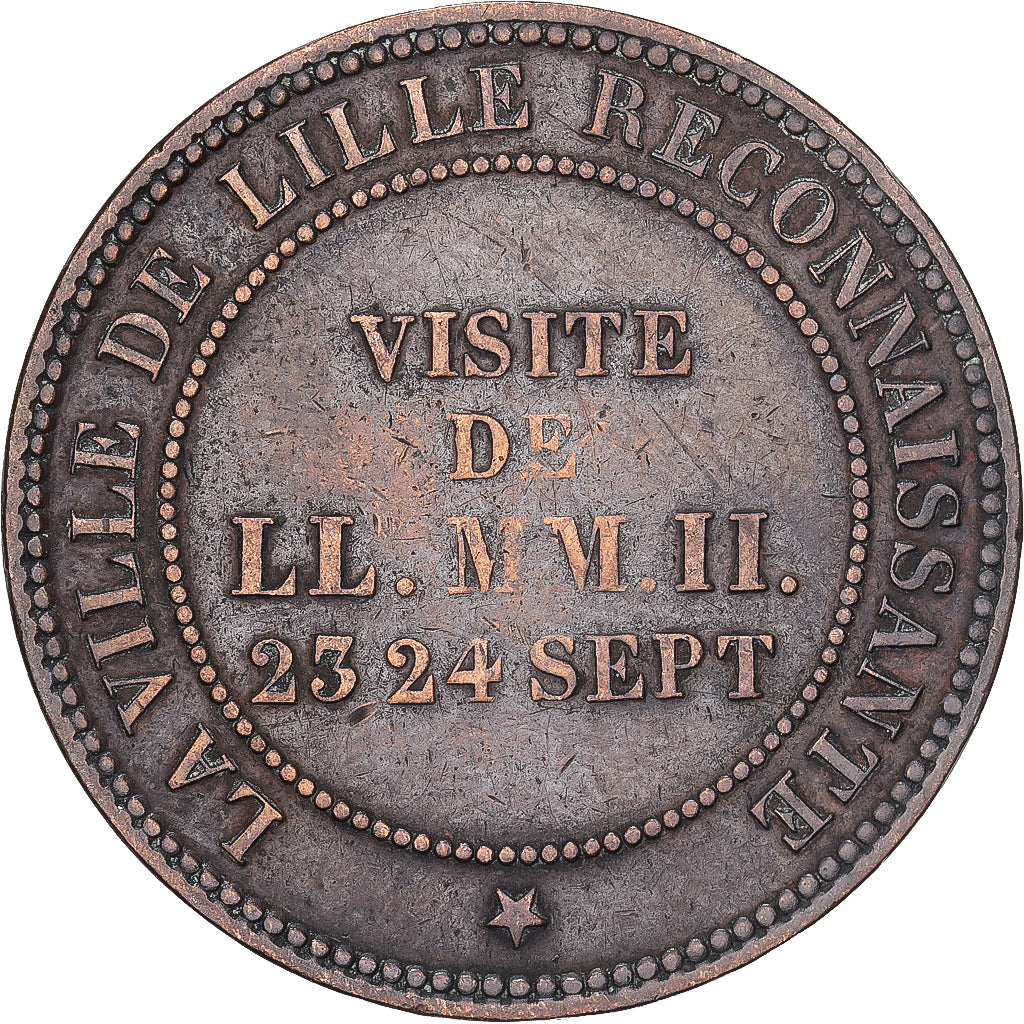 França, medalha, Visite de Napoléon III à Lille, 1853, Bronze, EF(40-45)