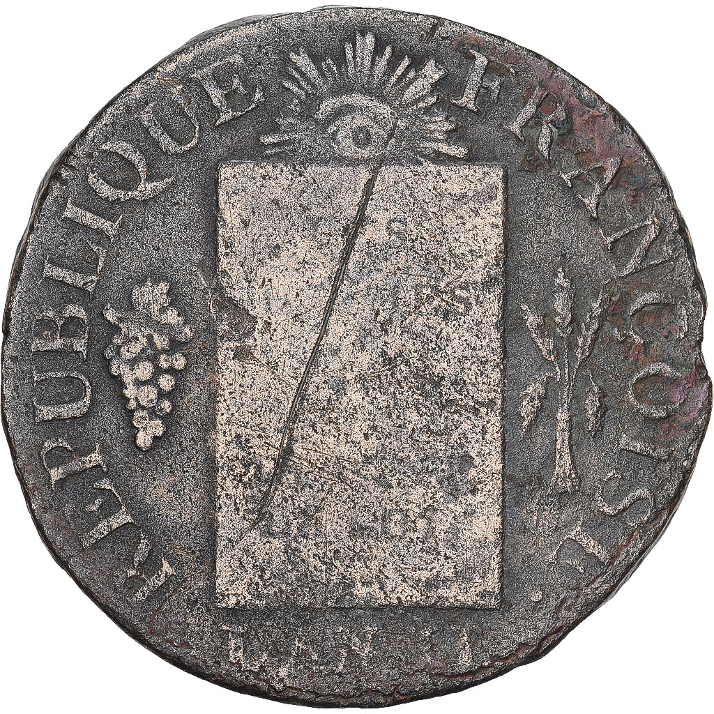 Frankreich, Sol à la balance Françoise, 1793 / AN II, Limoges, Bronze, S