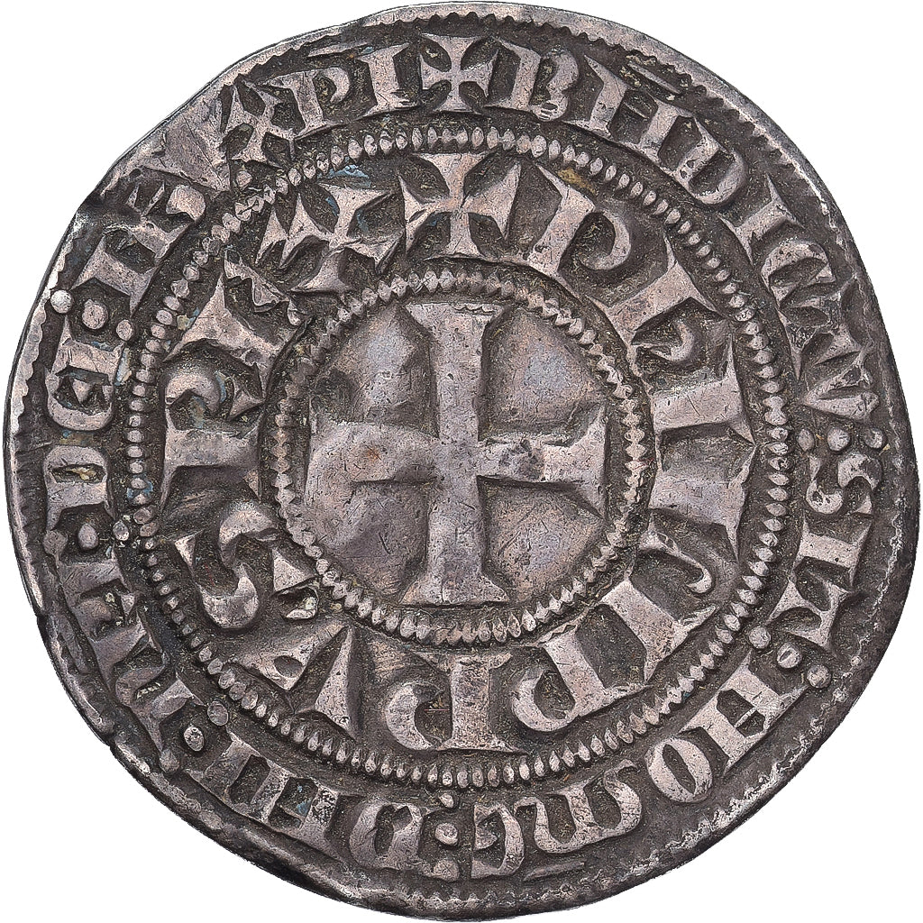 France, Philippe IV le Bel, Gros tournois à l'O long, 1290-1295, Argent, TTB