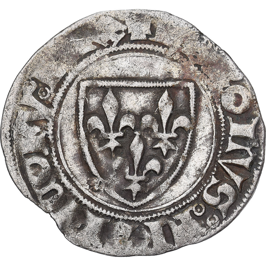 França, Charles VI, Blanc Guénar, 1385, Prata, VF(30-35), Duplessy:377A