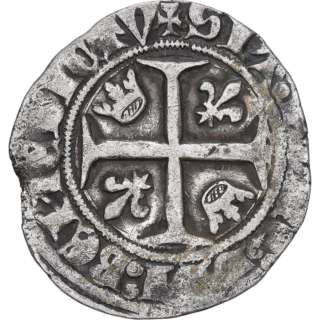 França, Charles VI, Blanc Guénar, 1385, Prata, VF(30-35), Duplessy:377A