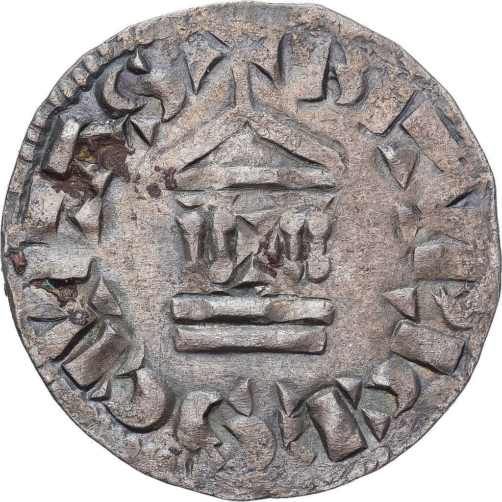 Francia, Lothair II, Denarius, 954-986, Bourges, Plata, MBC, Prou:755