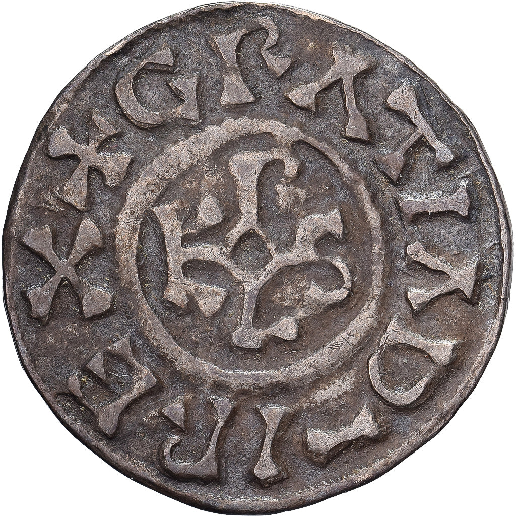 West Francia, Charles II le Chauve, Denarius, 864-875, Bayeux, Argento, BB+