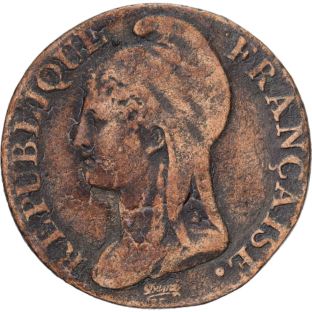 Frankreich, 5 Centimes, Dupré, AN 4, Paris, Kupfer, S+, Gadoury:124