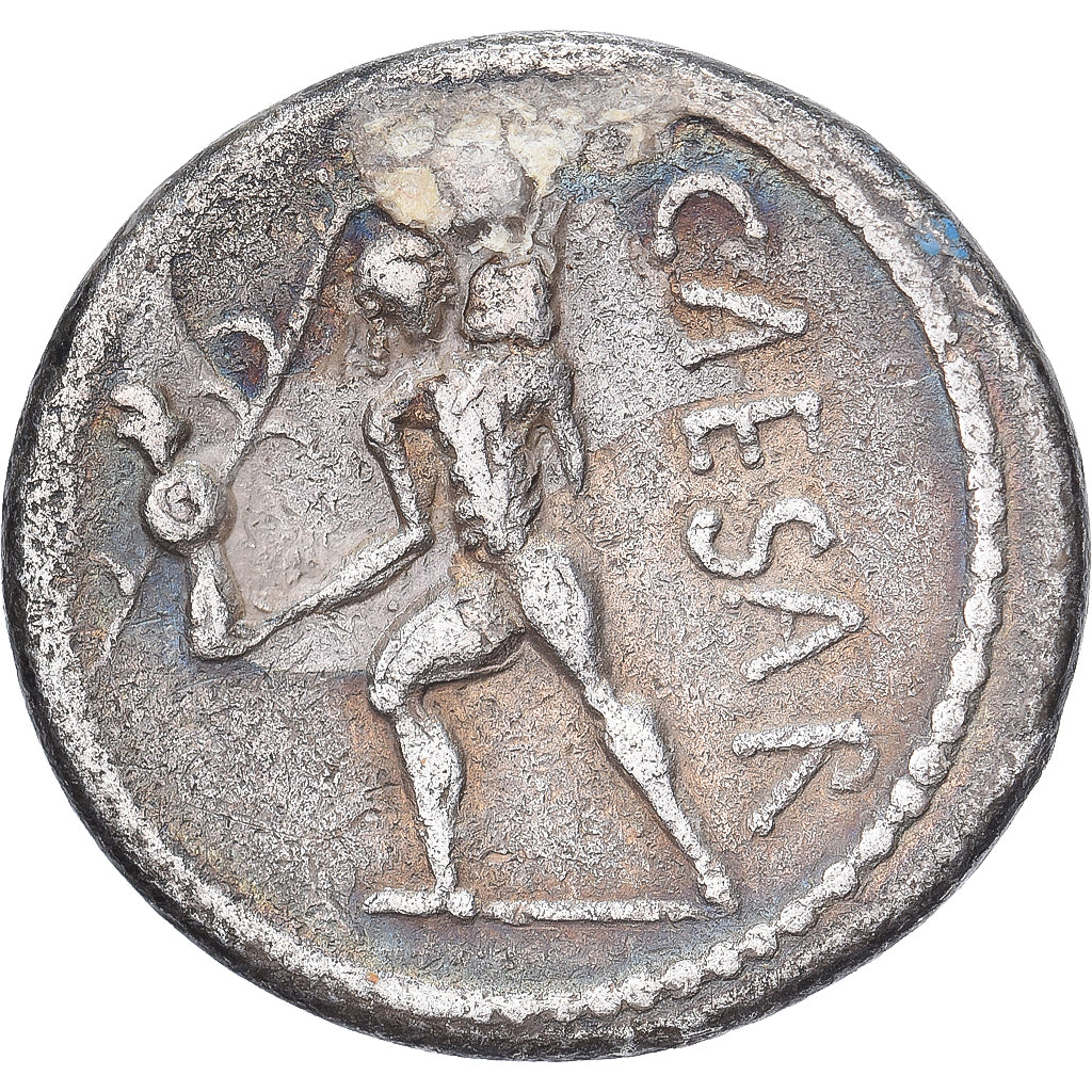 Julius Caesar, Denarius, 47-46 BC, Uncertain Mint, Plata, BC+, Crawford:458/1