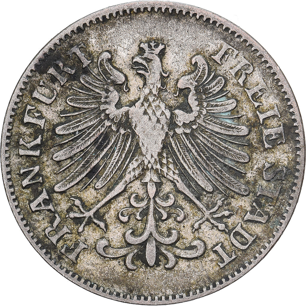 Free city of Frankfurt, 6 Kreuzer, 1849, Frankfurt, Prata, AU(50-53), KM:335