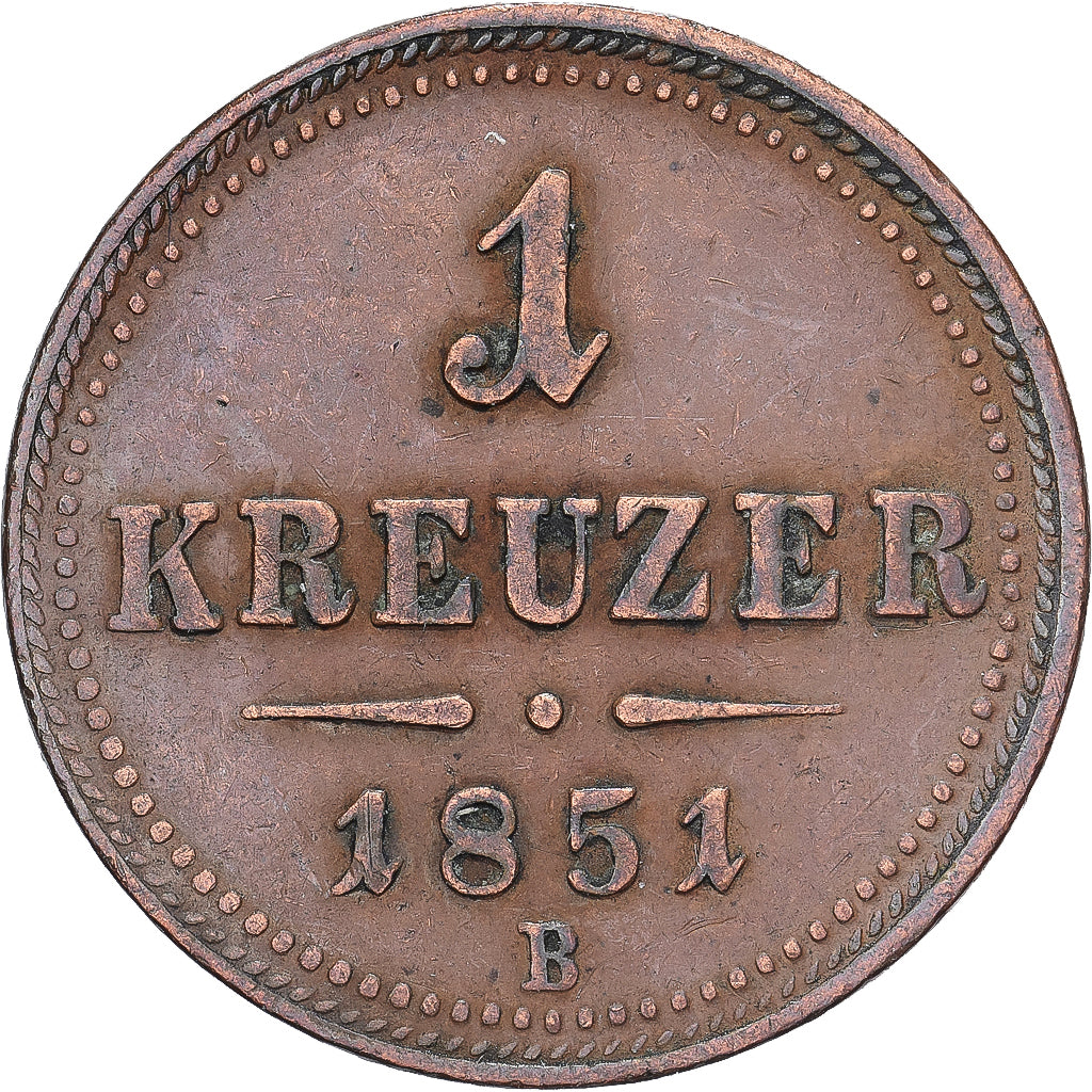 Oostenrijk, Franz Joseph I, 1 Kreuzer, 1851, Kremnica, Koper, ZF, KM:2185