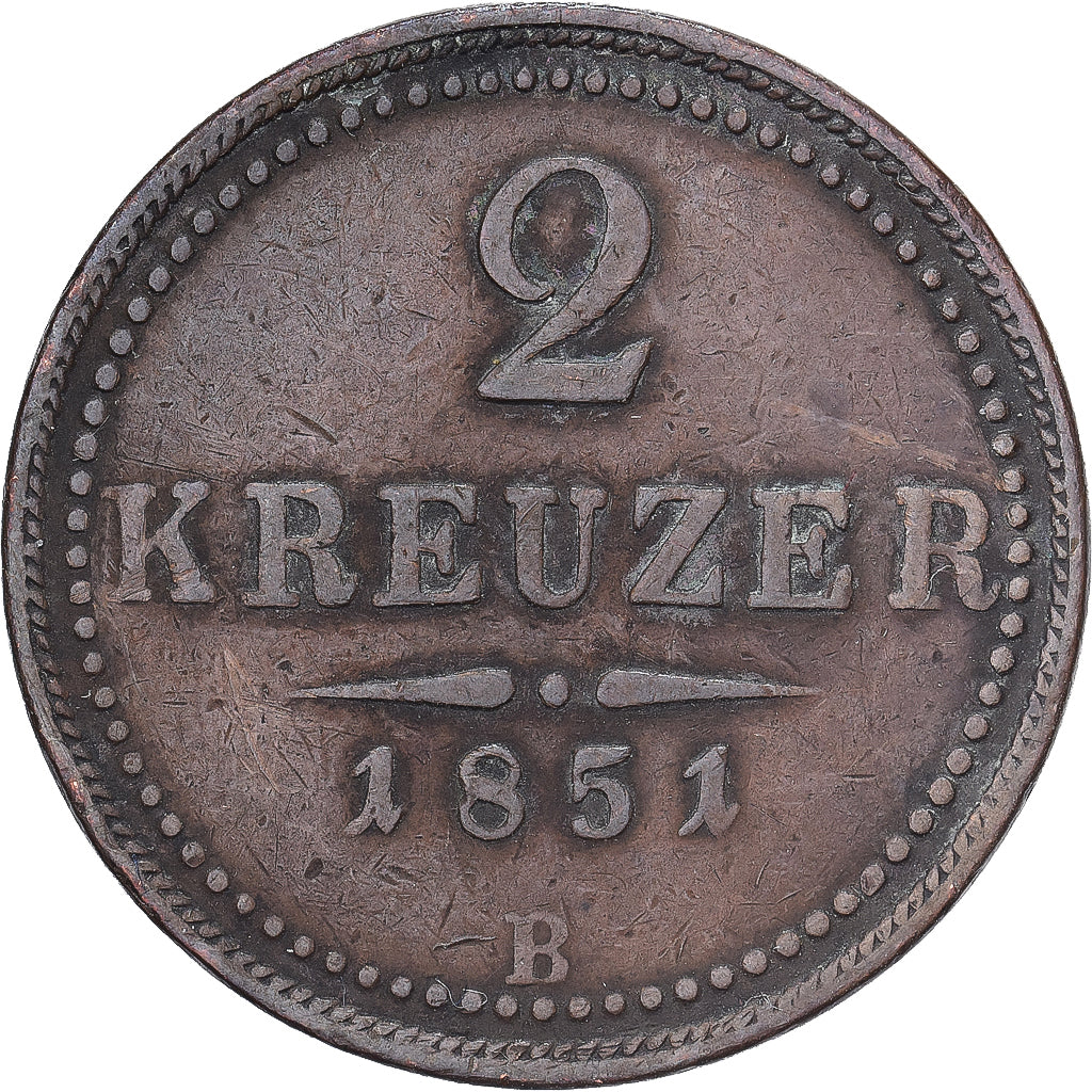 Oostenrijk, Franz Joseph I, 2 Kreuzer, 1851, Kremnica, Koper, FR+, KM:2189