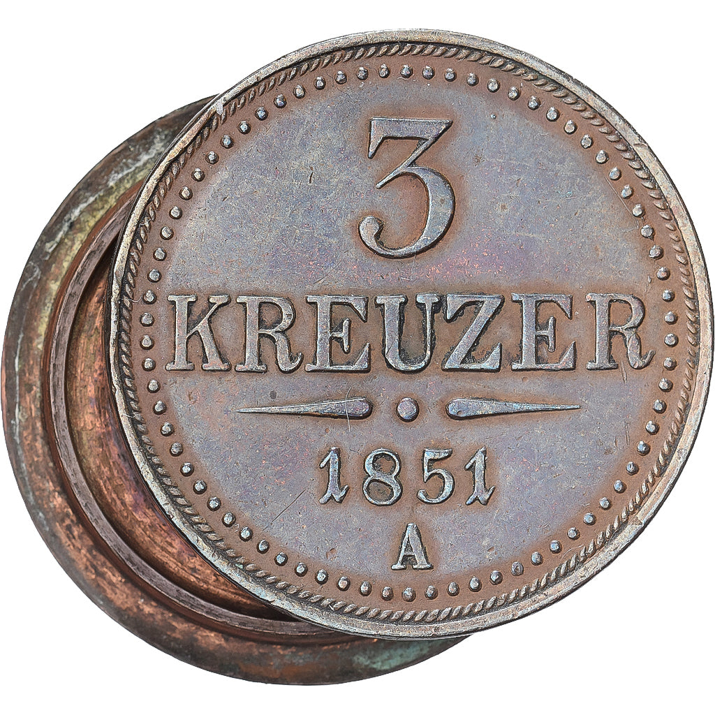 Austria, Franz Joseph I, 3 Kreuzer, 1851, Kremnica, Transformed, Copper