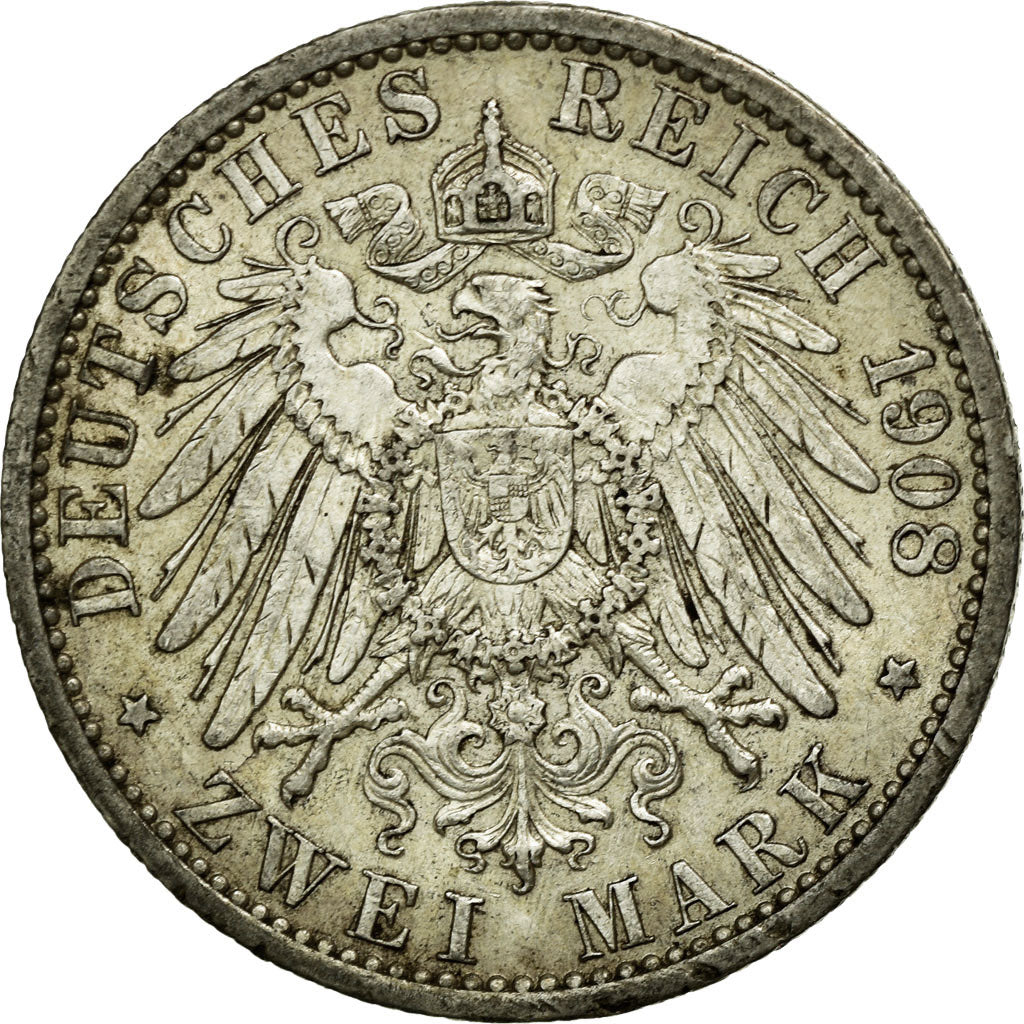 Moneta, Stati tedeschi, PRUSSIA, Wilhelm II, 2 Mark, 1908, Berlin, BB+, Argento