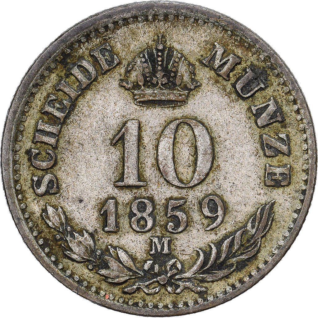 Austria, Franz Joseph I, 10 Kreuzer, 1859, Milan, Plata, MBC, KM:2204