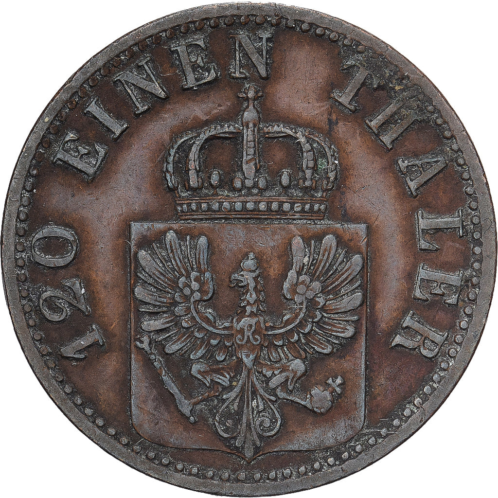 Kingdom of Prussia, Wilhelm I, 3 Pfenninge, 1866, Berlin, Cobre, EF(40-45)