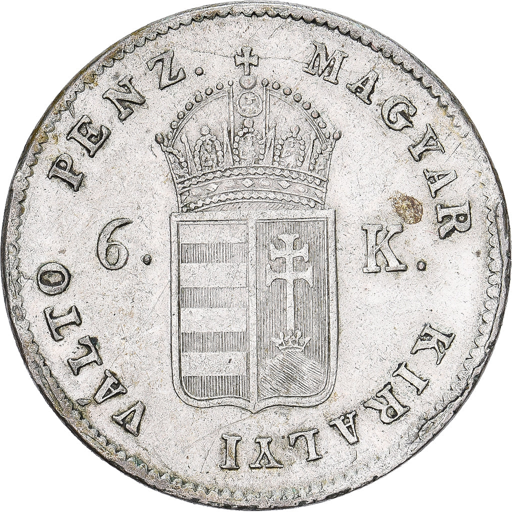 Węgry, 6 Kreuzer, 1849, Baia mare, Bilon, EF(40-45), KM:435