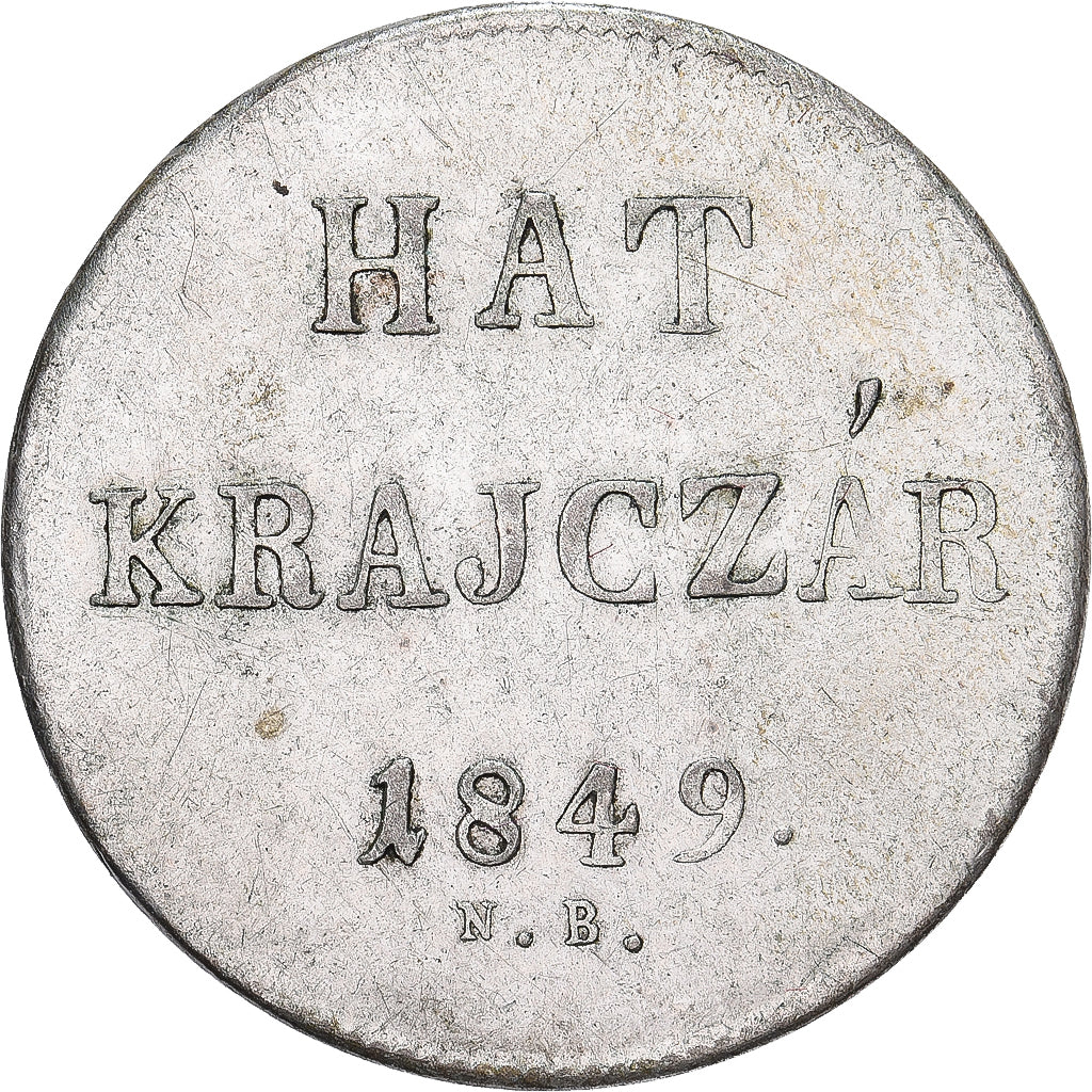 Węgry, 6 Kreuzer, 1849, Baia mare, Bilon, EF(40-45), KM:435