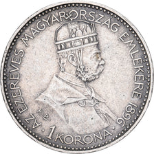 Ungheria, Franz Joseph I, 1 Korona, 1896, Kremnica, Argento, BB+, KM:487