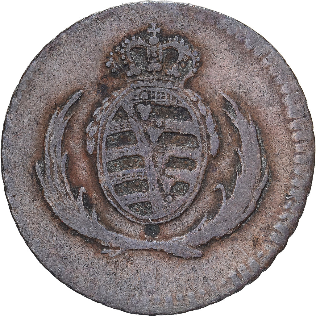 Kingdom of Saxony, Friedrich August I, 1 Pfennig, 1822, Dresden, Cobre