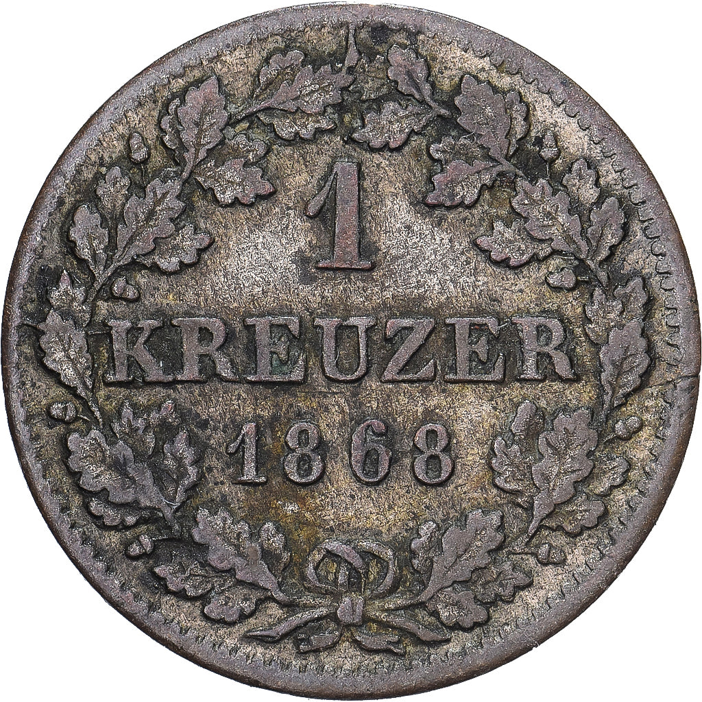 Kingdom of Bavaria, Ludwig II, 1 Kreuzer, 1868, Munich, Silver, EF(40-45)