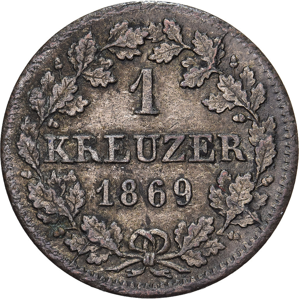 Kingdom of Bavaria, Ludwig II, 1 Kreuzer, 1869, Munich, Prata, EF(40-45), KM:873