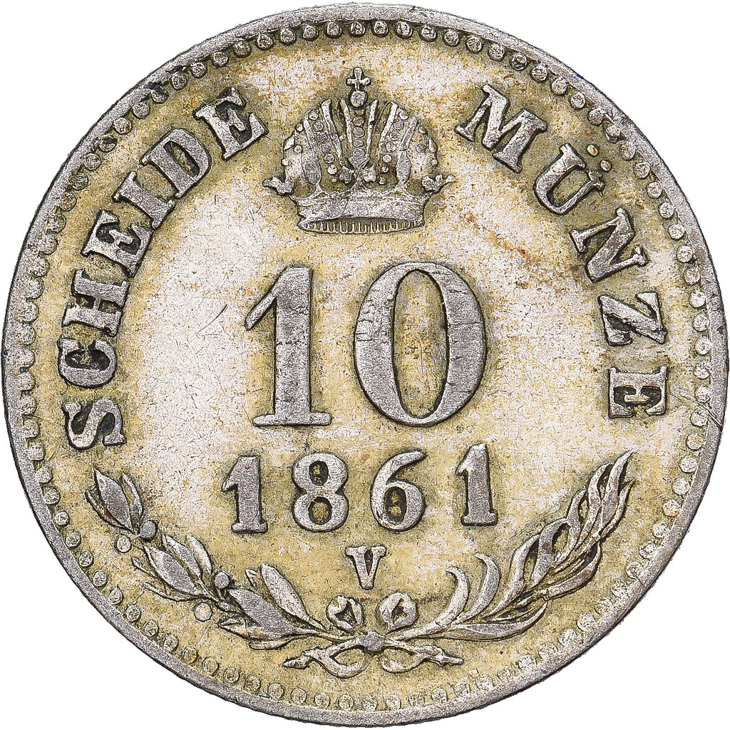 Autriche, François-Joseph Ier, 10 Kreuzer, 1861, Venise, Argent, TTB, KM:2204