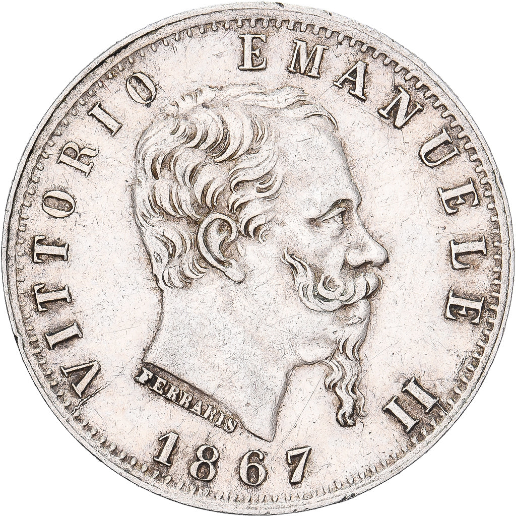 Italien, Vittorio Emanuele II, 20 Centesimi, 1867, Torino, Silber, VZ, KM:13.2