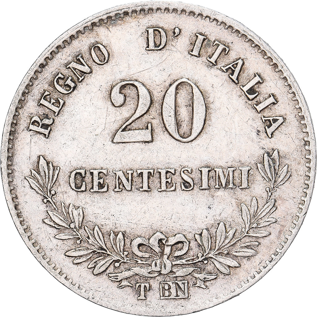 Italien, Vittorio Emanuele II, 20 Centesimi, 1867, Torino, Silber, VZ, KM:13.2