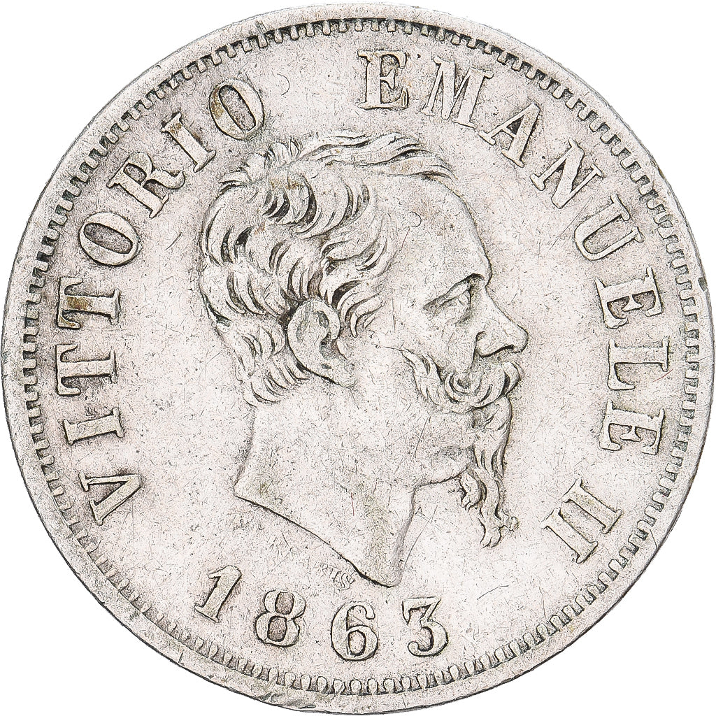 Italien, Vittorio Emanuele II, 50 Centesimi, 1863, Torino, Silber, SS, KM:14.3