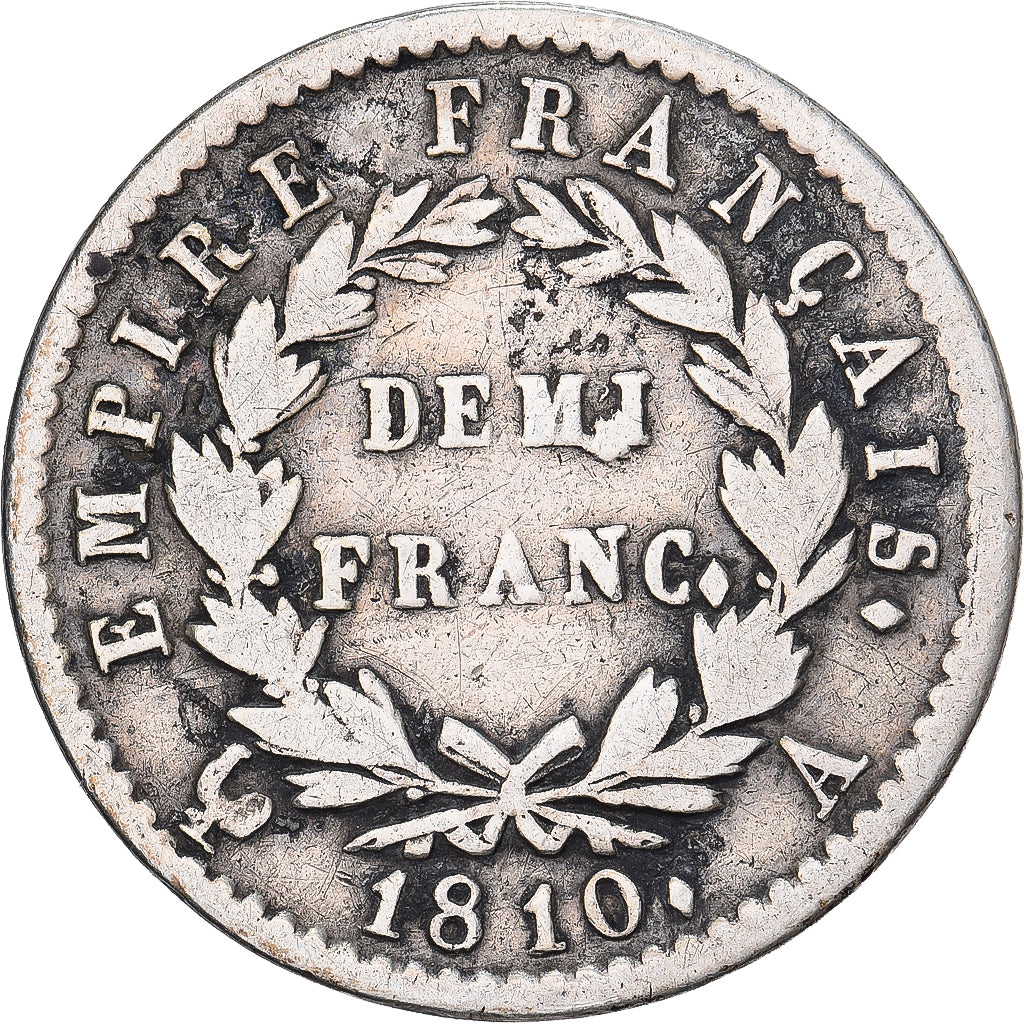Frankreich, Napoleon I, 1/2 Franc, 1810, Paris, Silber, S, Gadoury:399