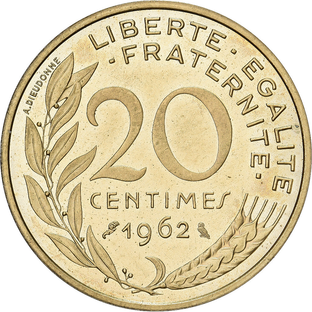 France, 20 Centimes, Marianne, 1962, Paris, Piéfort, Cupro-aluminium-nickel