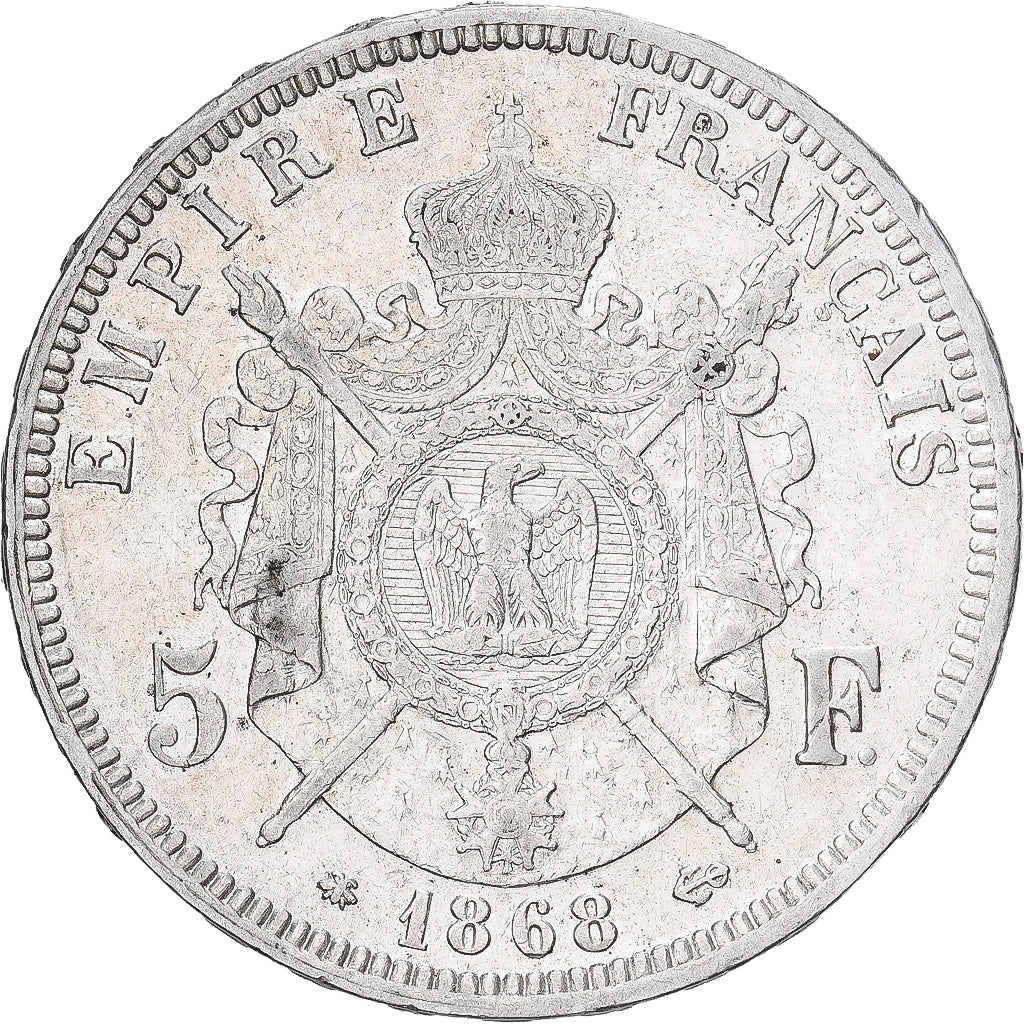 France, Napoléon III, 5 Francs, 1868, Paris, Argent, TTB, Gadoury:739