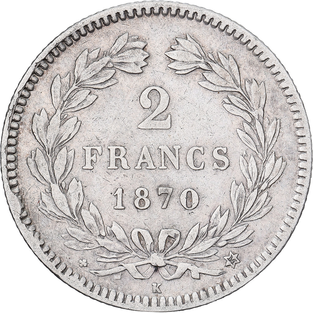 France, 2 Francs, Cérès, 1870, Bordeaux, Argent, TTB, Gadoury:529