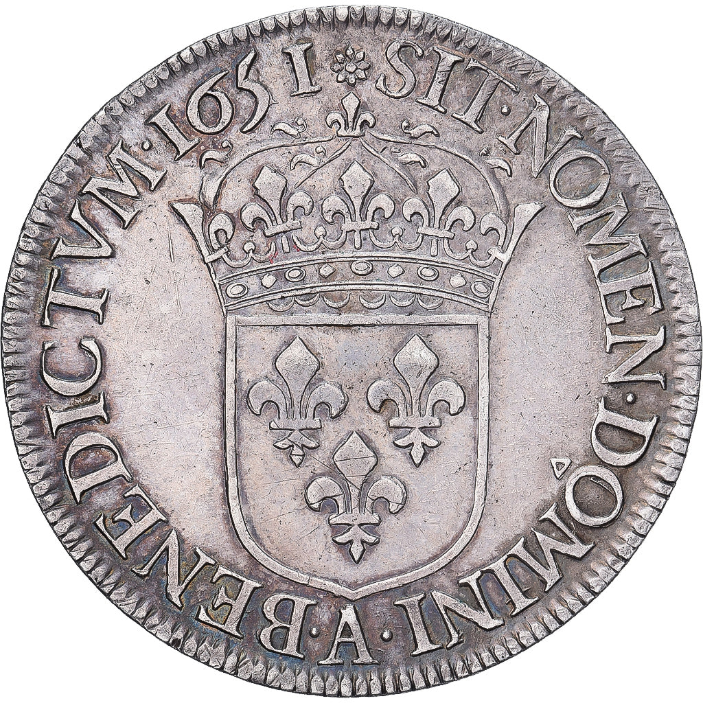 Frankrijk, Louis XIV, Écu à la mèche longue, 1651, Paris, Zilver, ZF