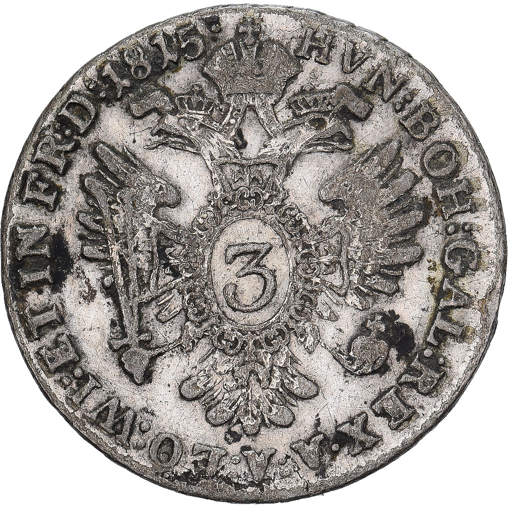 Oostenrijk, Franz I, 3 Kreuzer, 1815, Kremnica, Zilver, FR, KM:2117