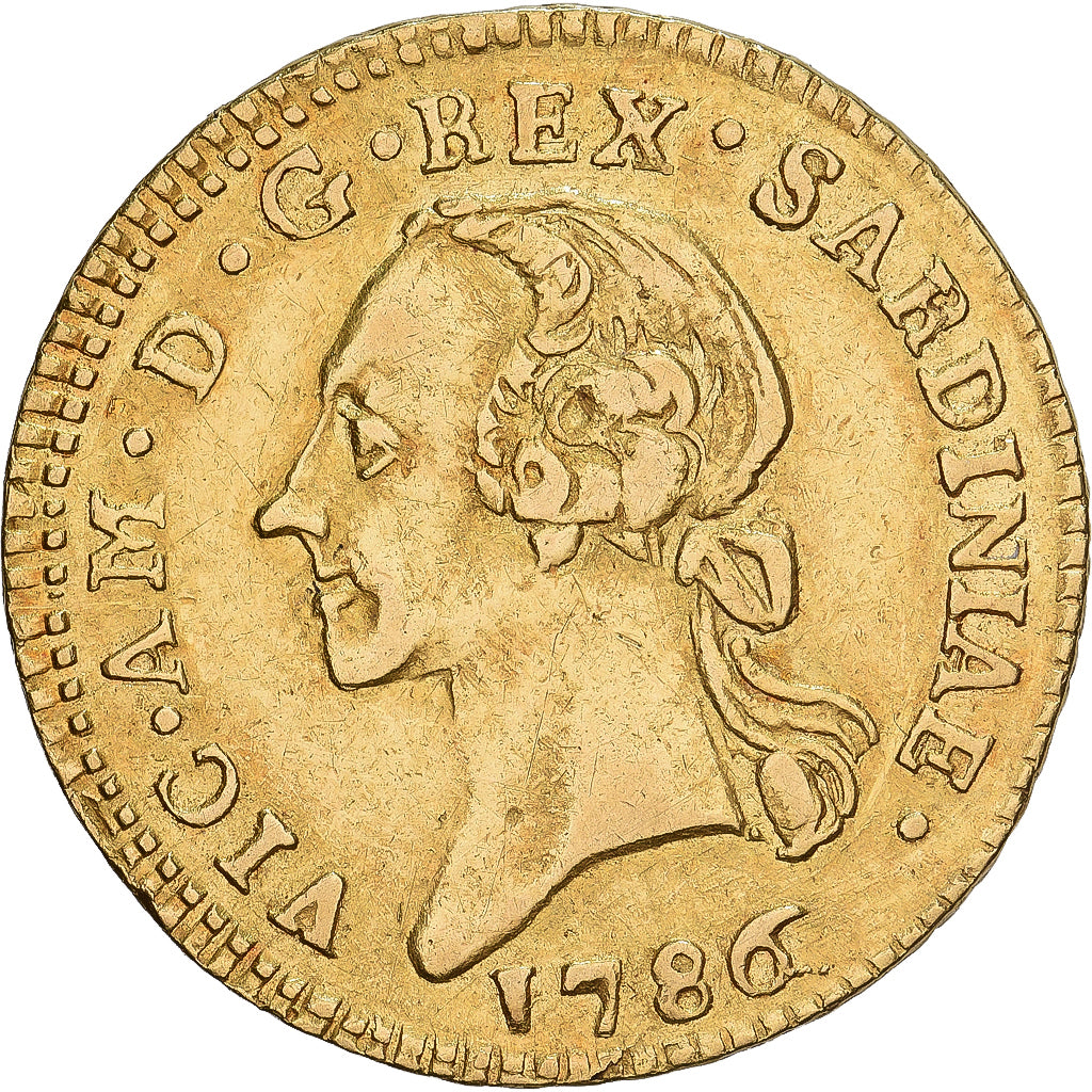 Kingdom of Sardinia, Vittorio Amedeo III, 1/2 Doppia, 1786, Torino, Oro, MBC