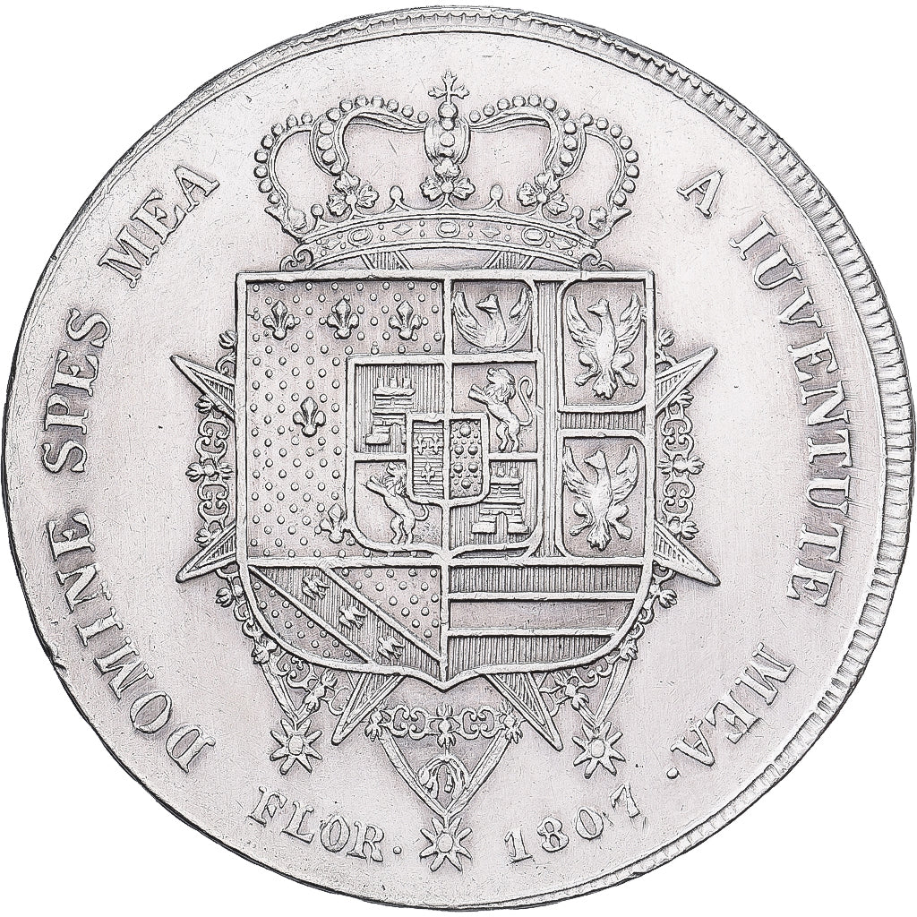 Kingdom of Etruria, Charles Louis, 10 Lire, 1807, Florence, Silber, VZ