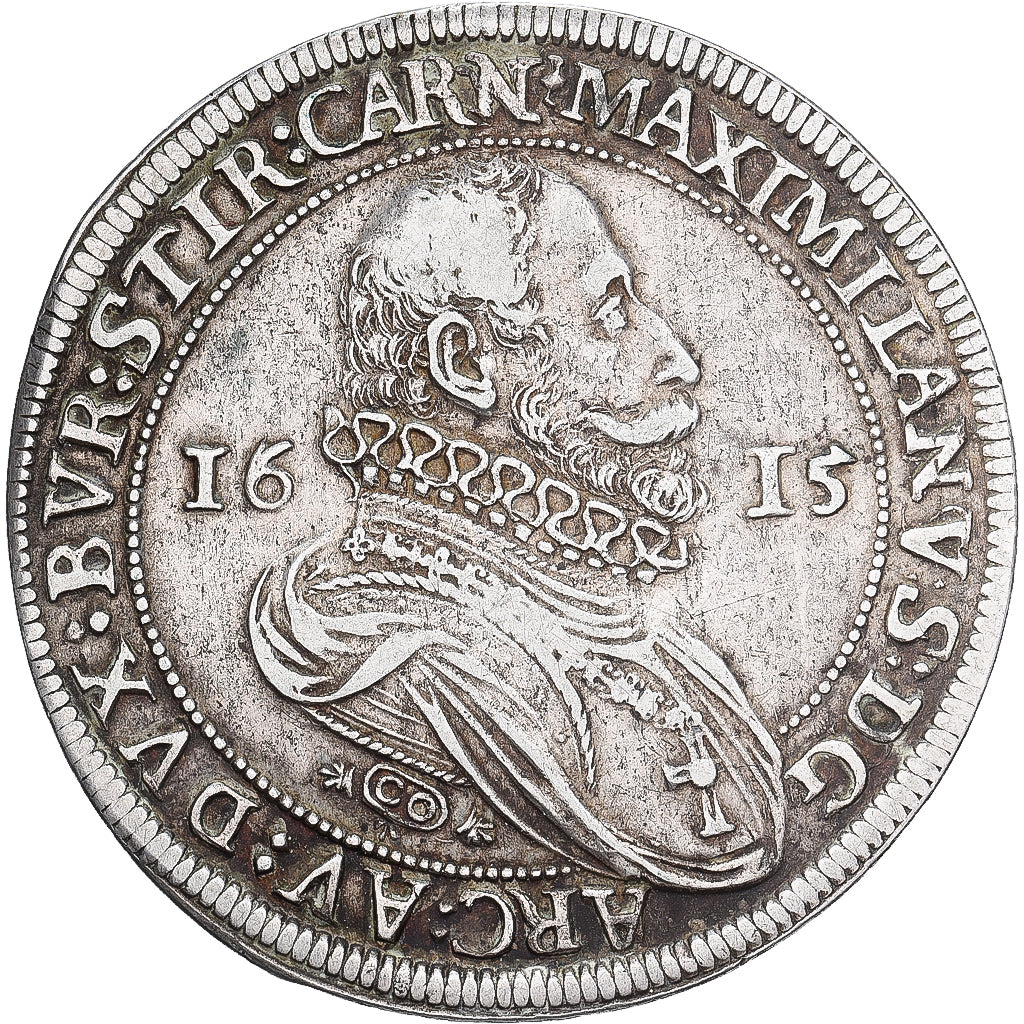 Comté du Tyrol, Maximilien III, 1 Thaler, 1615, Hall, Argent, TTB, KM:188