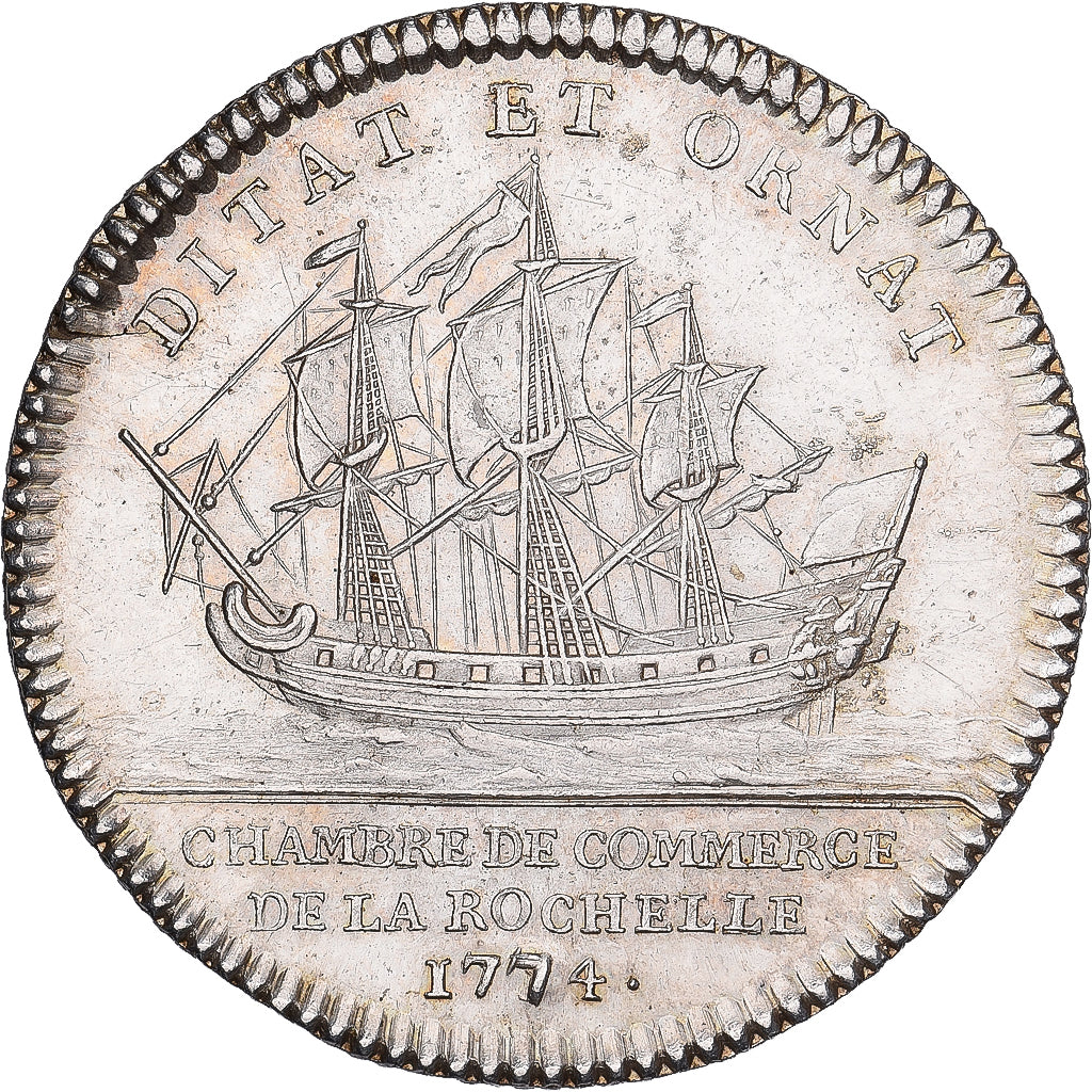 Francia, zeton, Louis XVI, Chambre de Commerce de La Rochelle, 1774, Plata, EBC