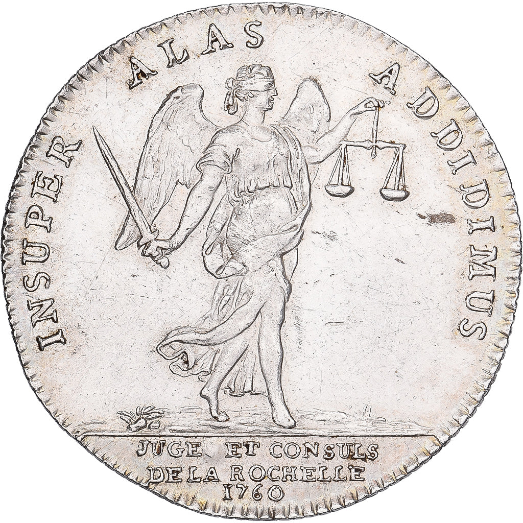 Francia, zeton, Louis XVI, Juges et consuls de La Rochelle, 1760, Plata