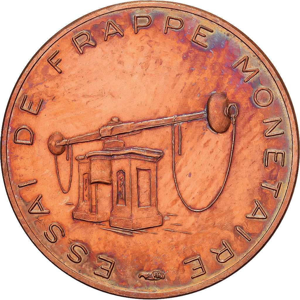 França, 2 Centimes, Essai de frappe, Pessac, Aço Cromado a Cobre, AU(55-58)
