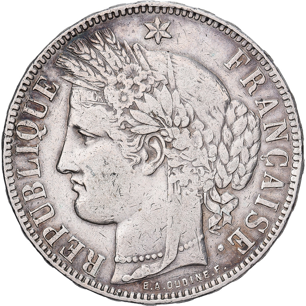 France, 5 Francs, Cérès, 1871, Bordeaux, Argent, TB+, Gadoury:742
