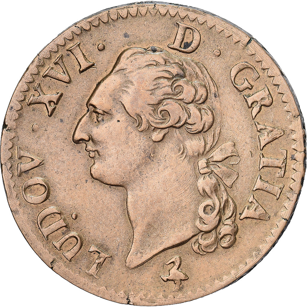 France, Louis XVI, 1 Sol, 1791, Paris, 2nd semestre, Cuivre, TTB+, Gadoury:350