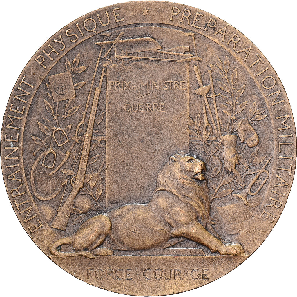 Francia, medalla, Préparation Militaire, 1911, MDP, Bronce, Grandhomme, EBC