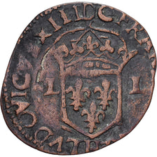 Francja, Louis XIII, Douzain, 1625-1629, La Rochelle, Bilon, VF(20-25)