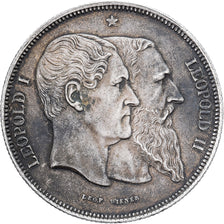 Belgium, Leopold II, 5 Francs, 1880, Brussels, Silver, AU(50-53)