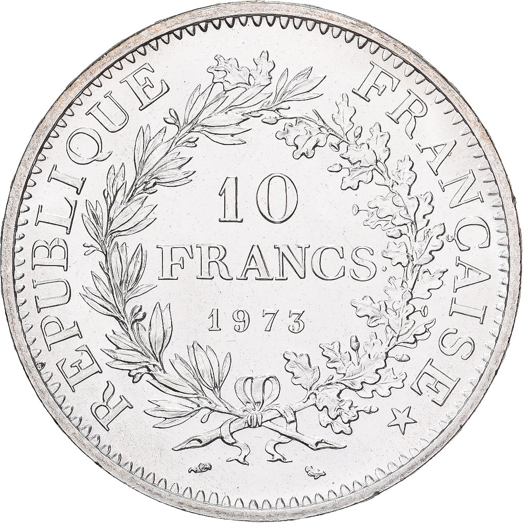 Francja, 10 Francs, Hercule, 1973, MDP, Srebro, MS(63), Gadoury:813