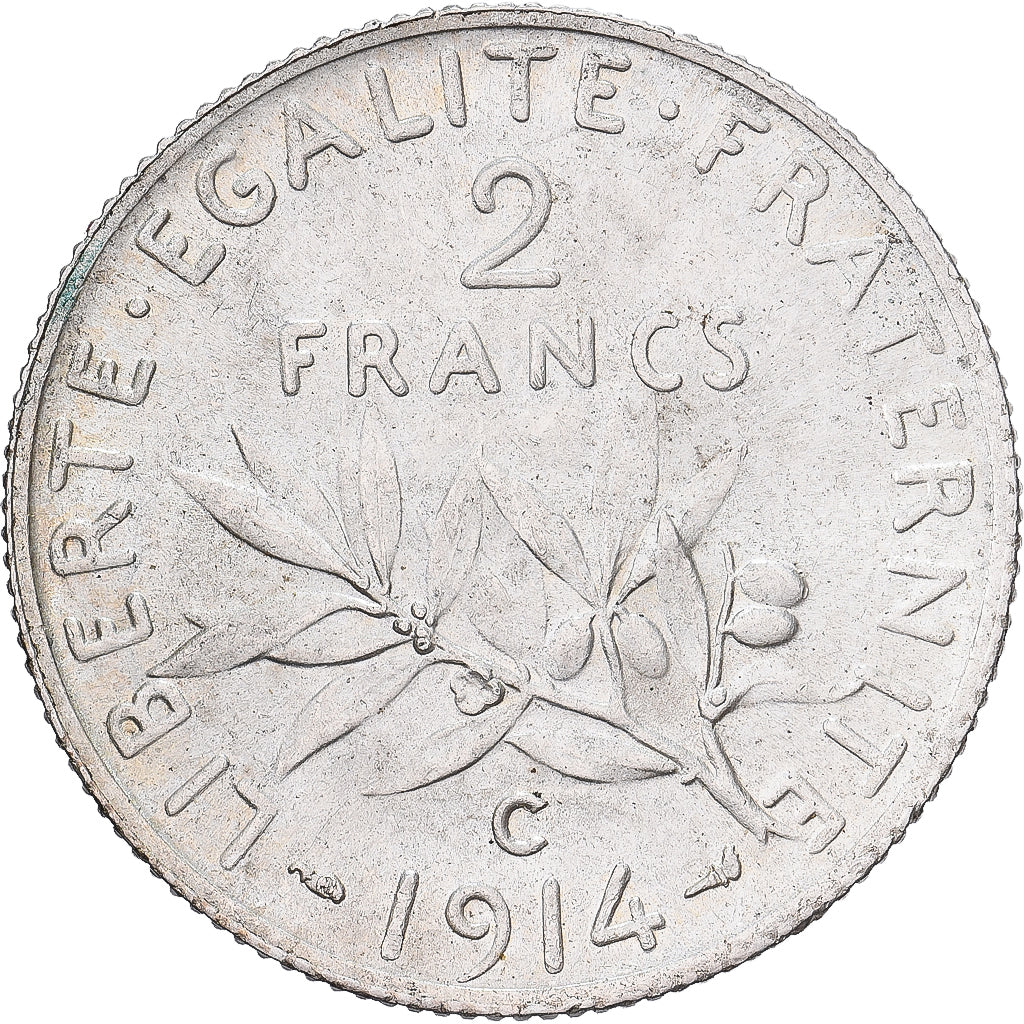 Frankreich, 2 Francs, Semeuse, 1914, Castelsarrasin, Silber, UNZ, Gadoury:532