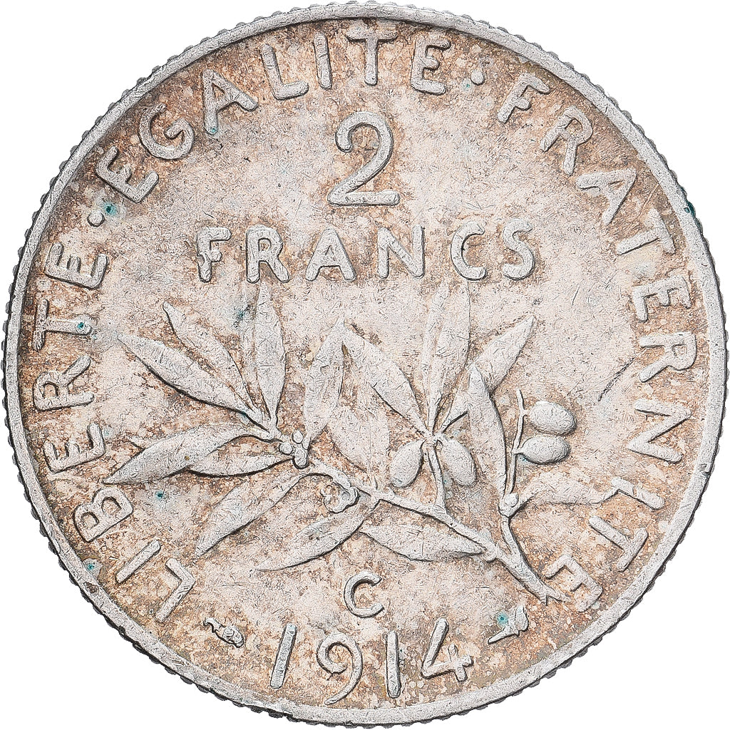 Frankreich, 2 Francs, Semeuse, 1914, Castelsarrasin, Silber, VZ, Gadoury:532